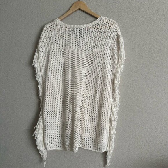 Vintage 90s Y2K Poncho Crochet Beach coverup Top Size Large NWT - Picture 4 of 7